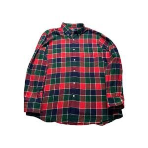 Club Room Men's Red & Blue  XXL Button Flannel Shirt Hiking Outdoor Work‎